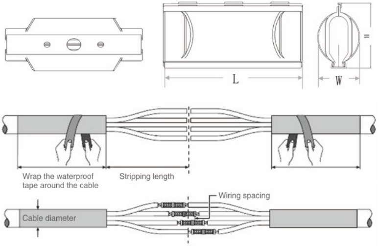 Split type junction box and accessories